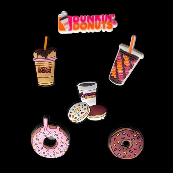 Shoe Charms 6 Food Charms for Clogs or Crocs Dunkin Donuts Coffee Donuts NWOTs - Picture 4 of 4